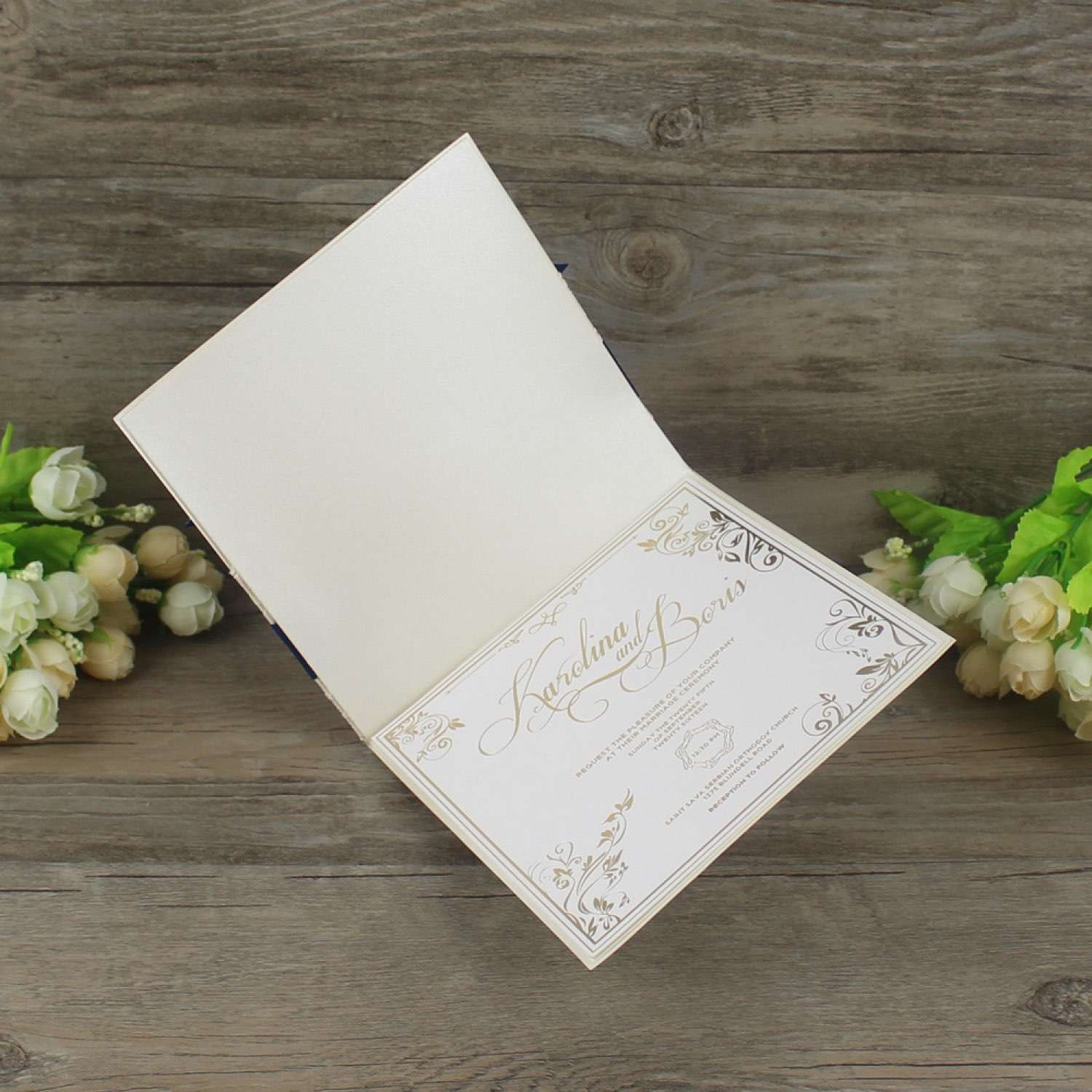 Lace Greeting Card with Butterfly Bow Decoration Foiling Invitation Customized 